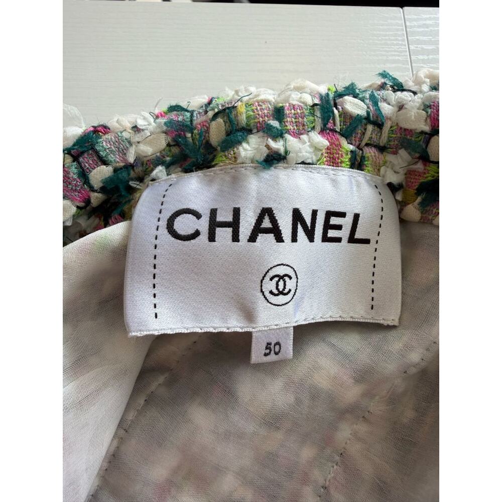 Chanel Fantasy Tweed Jacket Coat Size 50 Multicolor Silk Lined Owl Buttons - Picture 13 of 16